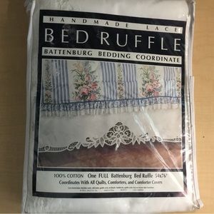 BattenBurg White Handmade Lace Full Bedskirt Dust RuffleVTG Granny-core Chic NEW